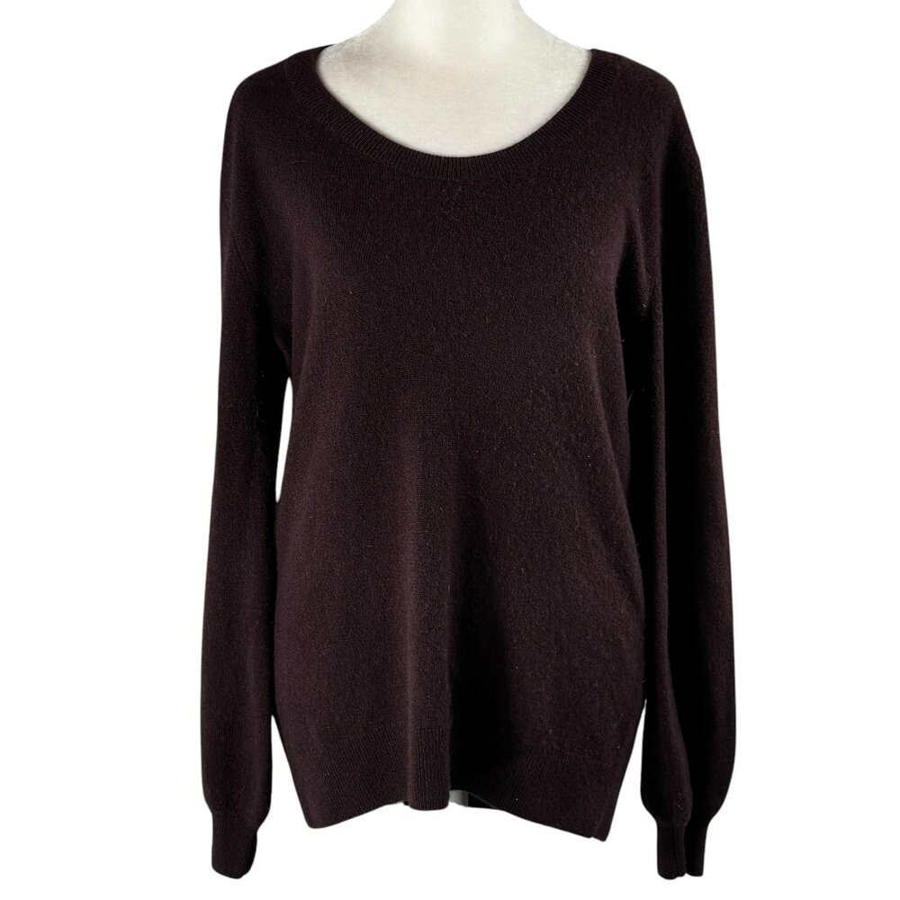 A Beauty! Neiman Marcus Cashmere Collection Jewel Neck Sweater in Auberg…